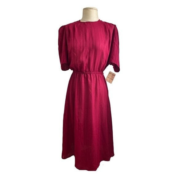 Enchanted Vintage 1970s Magenta Striped Dress – Deadstock with Tags (Ohrbach’s) - Picture 2 of 10